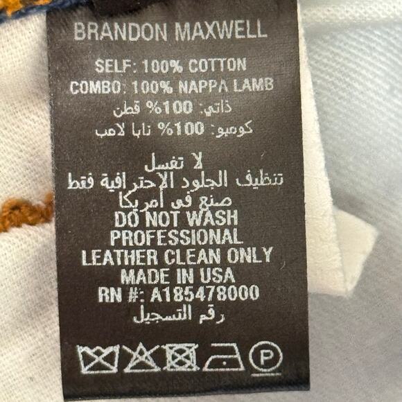 BRANDON MAXWELL The Cortlandt Denim Pant W/ Metallic Leather Combo Size 29 New - Picture 11 of 14